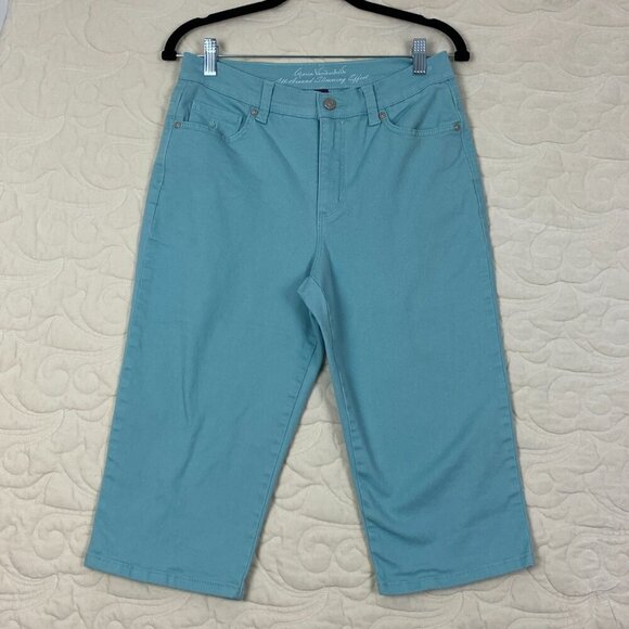 Gloria Vanderbilt Capris 2 LOT Teal Blue and Taupe Size 6 - Picture 2 of 12